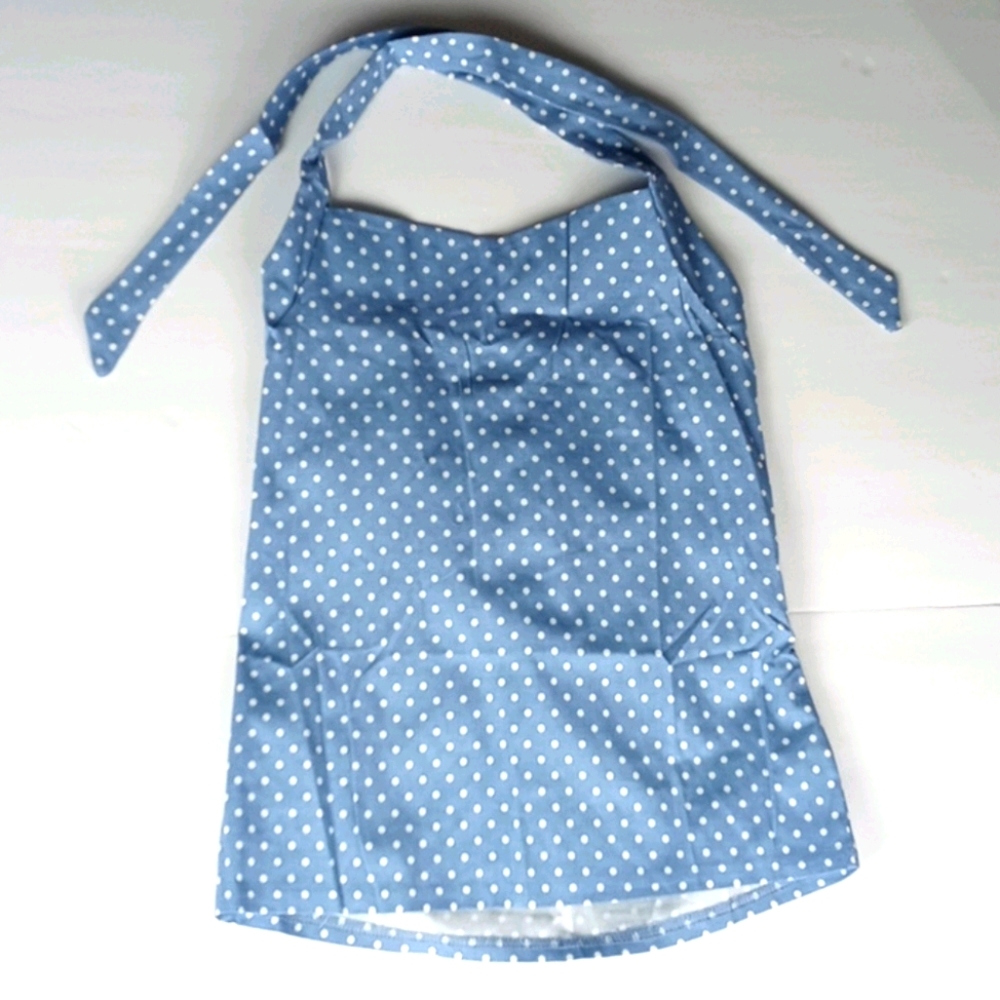 Blue and White Polka Dot Halter Top